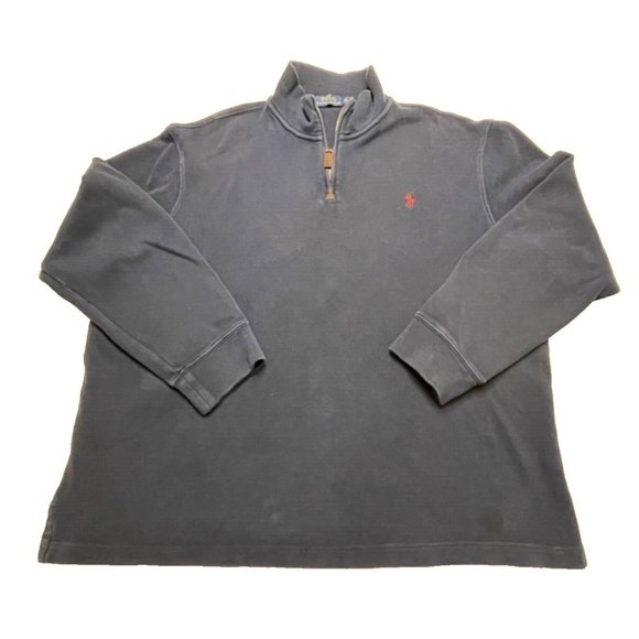 POLO Ralph Lauren 1/4 Zip Men's Navy Pony Logo Pullover Sweater; XL - Picture 1 of 9